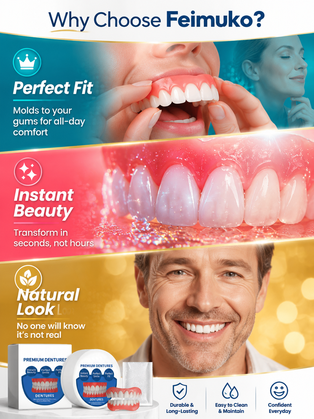 Comfortable and Aesthetic Temporary Denture Set
