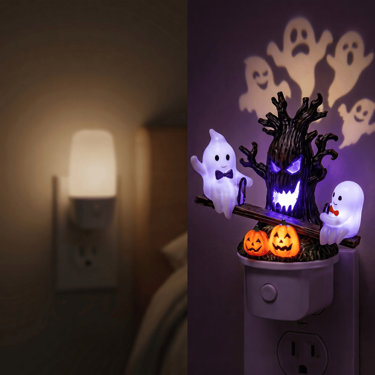 🔥HOT SALE 49% OFF - 🎃👻Animated Seesaw Ghost Plug In LED Night Light
