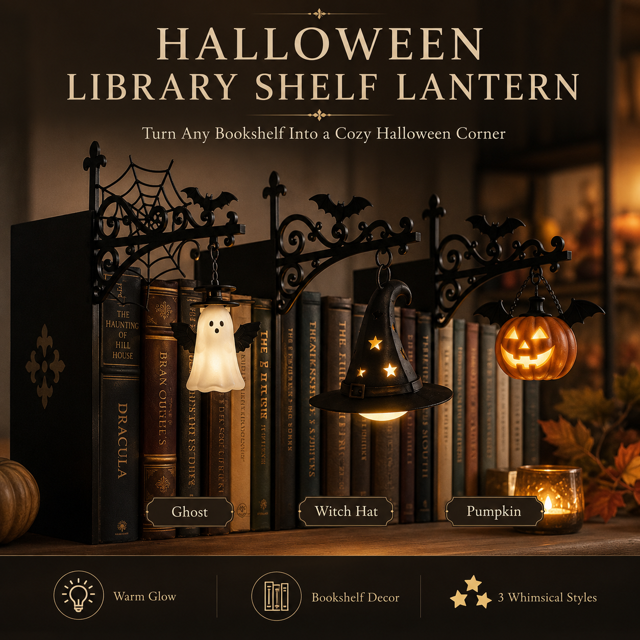 🎃Halloween Early Bird Special Sale 49% OFF-Halloween Library Shelf Lantern