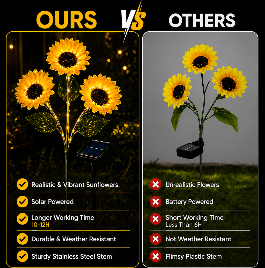 🌻 65K+ SOLD! 2026 UPGRADED Solar Sunflowers – Hyper-Realistic Petals, Stunning Shadow Projections & Dusk-to-Dawn Garden Mag