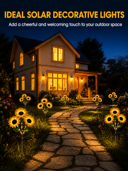 🌻 65K+ SOLD! 2026 UPGRADED Solar Sunflowers – Hyper-Realistic Petals, Stunning Shadow Projections & Dusk-to-Dawn Garden Mag