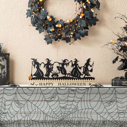 🔥HOT SALE 49% OFF - Glitzhome Happy Halloween Wooden Metal Dancing Witch & Ghost Countdown Calendar Table Decor - Dancing Witch