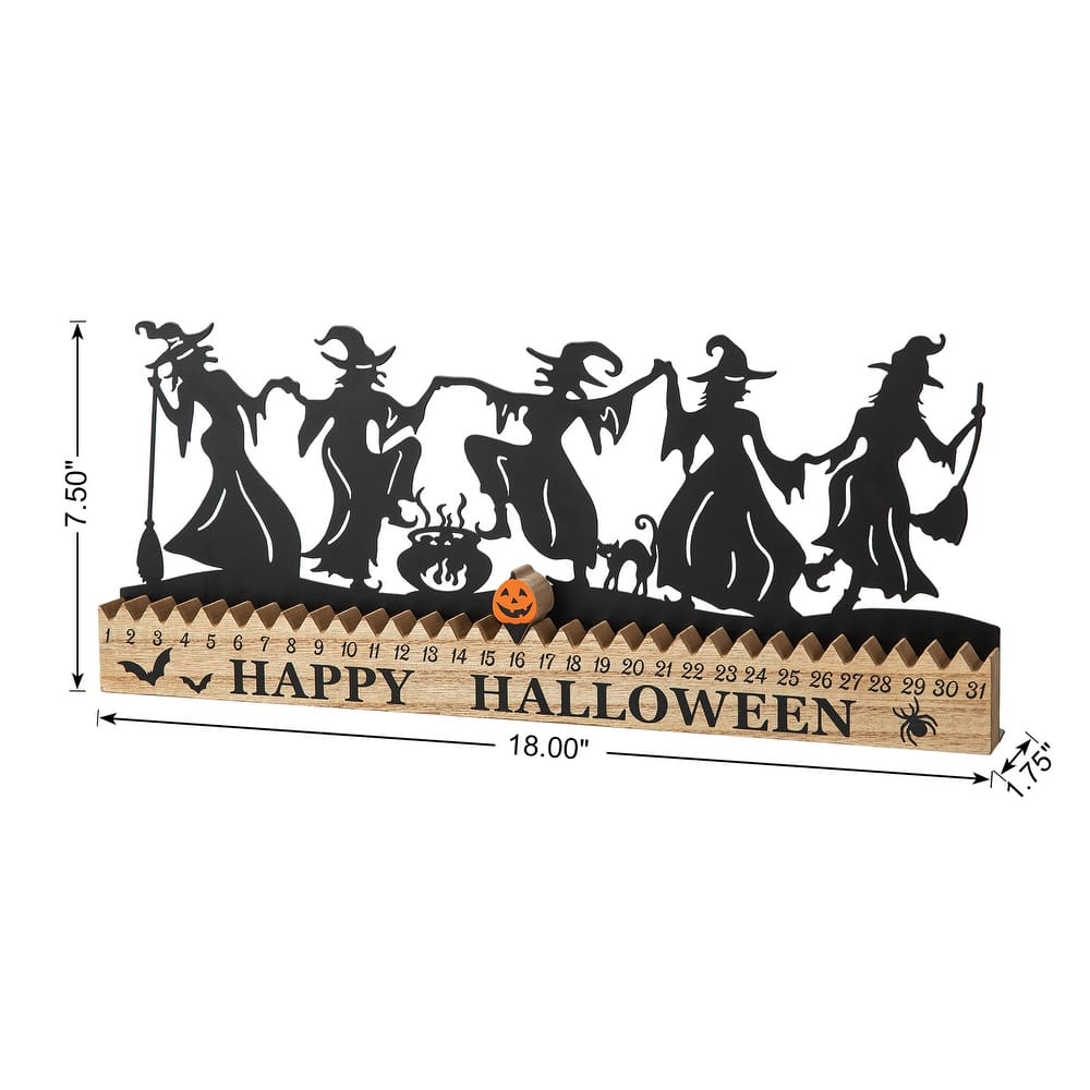 🔥HOT SALE 49% OFF - Glitzhome Happy Halloween Wooden Metal Dancing Witch & Ghost Countdown Calendar Table Decor - Dancing Witch