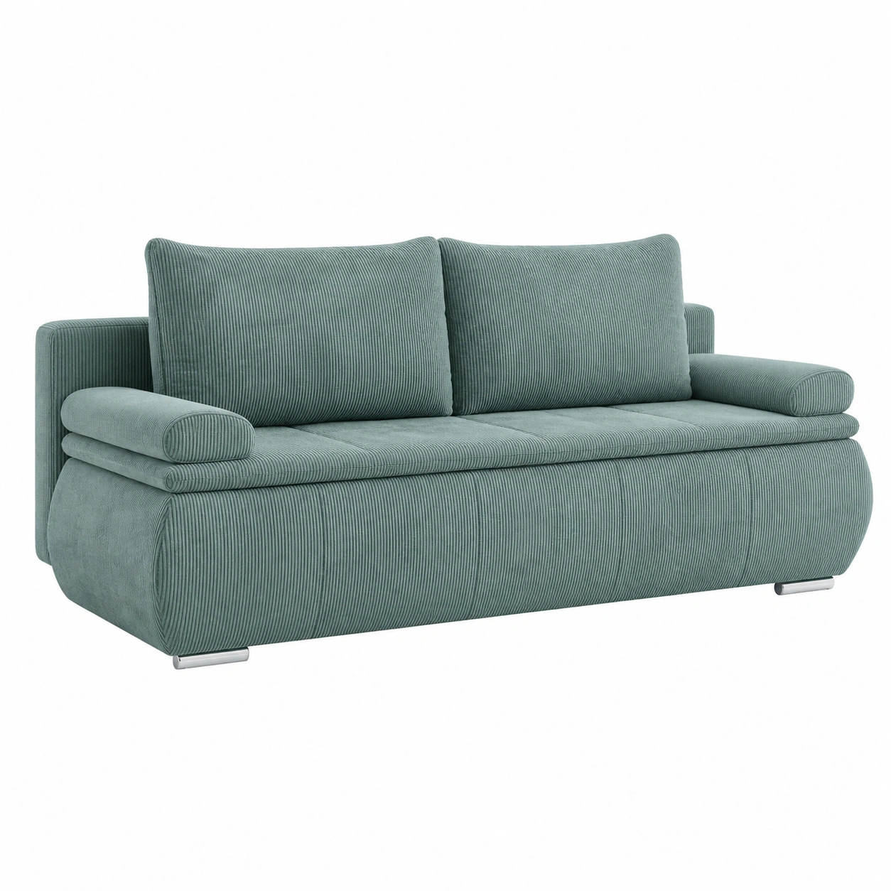 Modernes Dauerschlafsofa mit Armlehnen Cordstruktur 3-Sitzer Gruen 207 cm-livexoia 