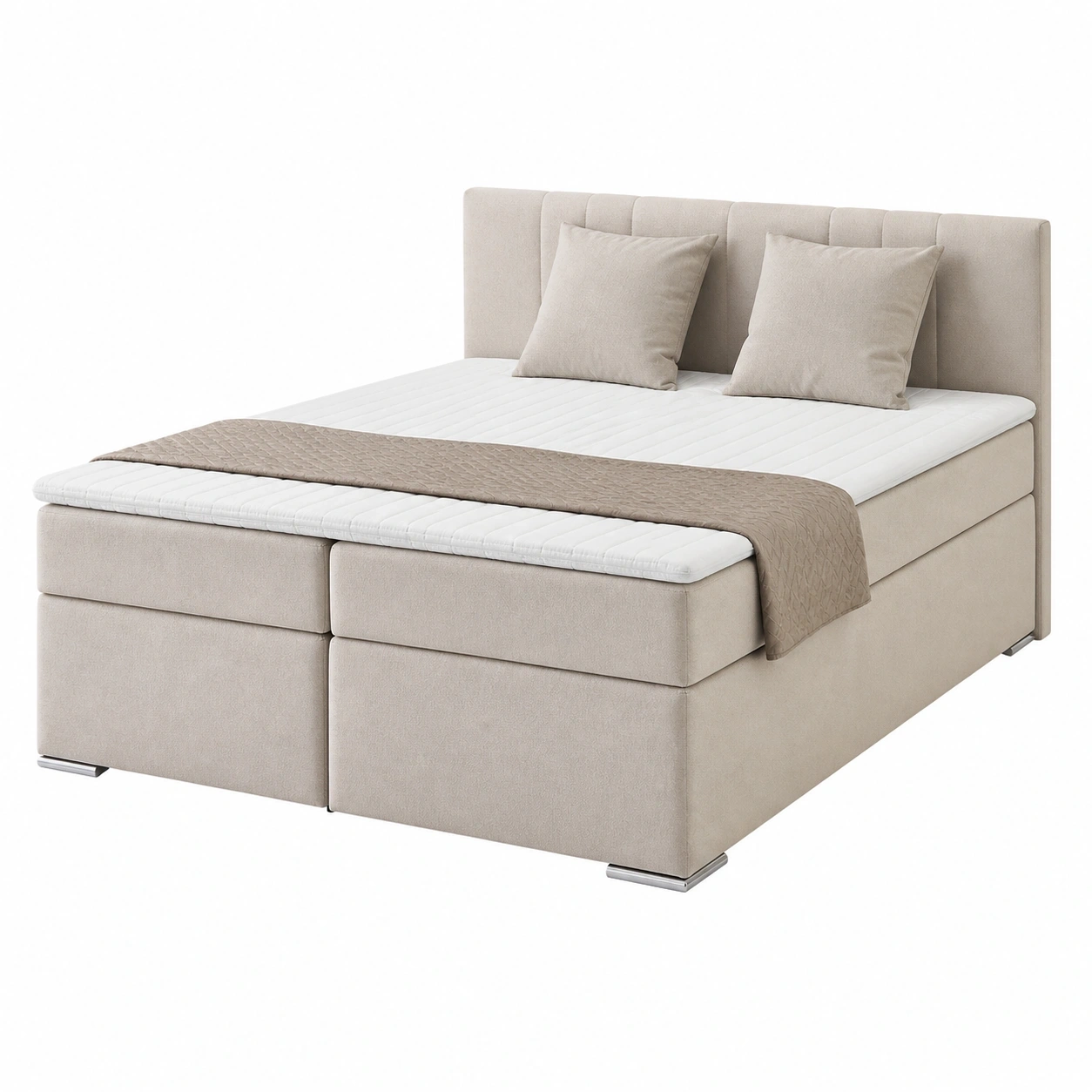 Boxspringbett Stoffbett anthrazit 180x200 cm mit gepolstertem Kopfteil und Doppelbasis-livexoia 