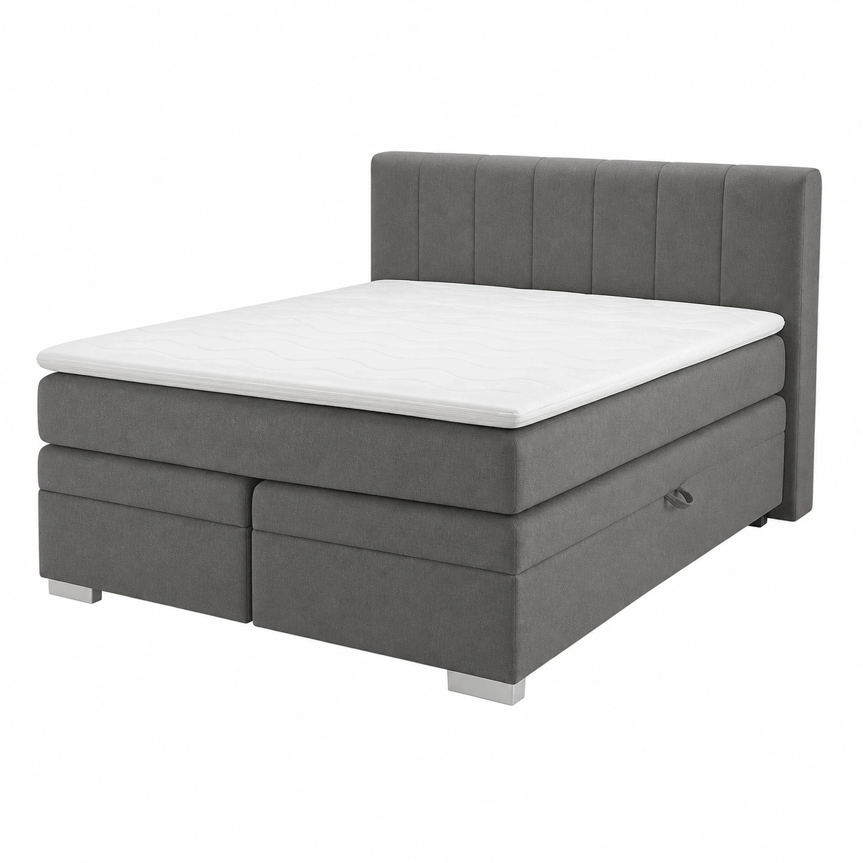 Boxspringbett Modern Gepolstert 140x200 cm Grau Stoffbett Komfortbett-livexoia 
