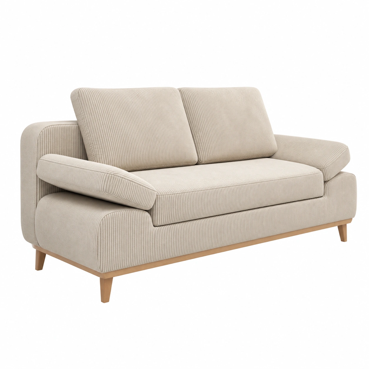 Modernes 2-Sitzer Schlafsofa mit Cordbezug Beige 202 cm-livexoia 