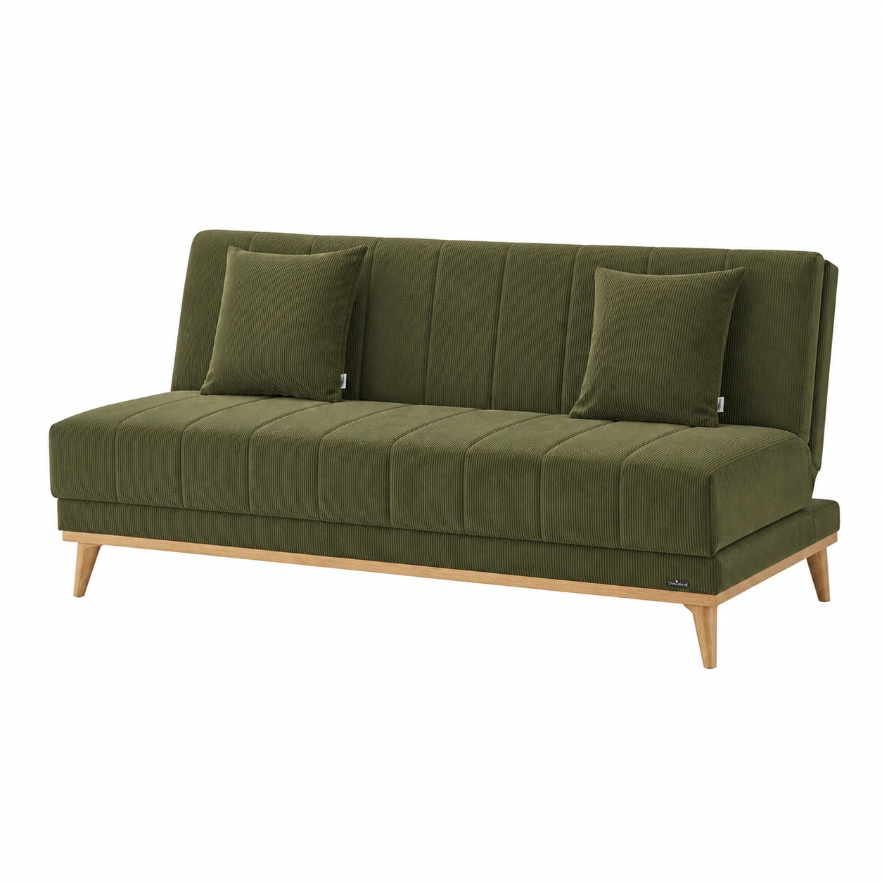 Schlafsofa modern Cordstoff gruen mit Holzbeinen 192x86x84 cm-livexoia 