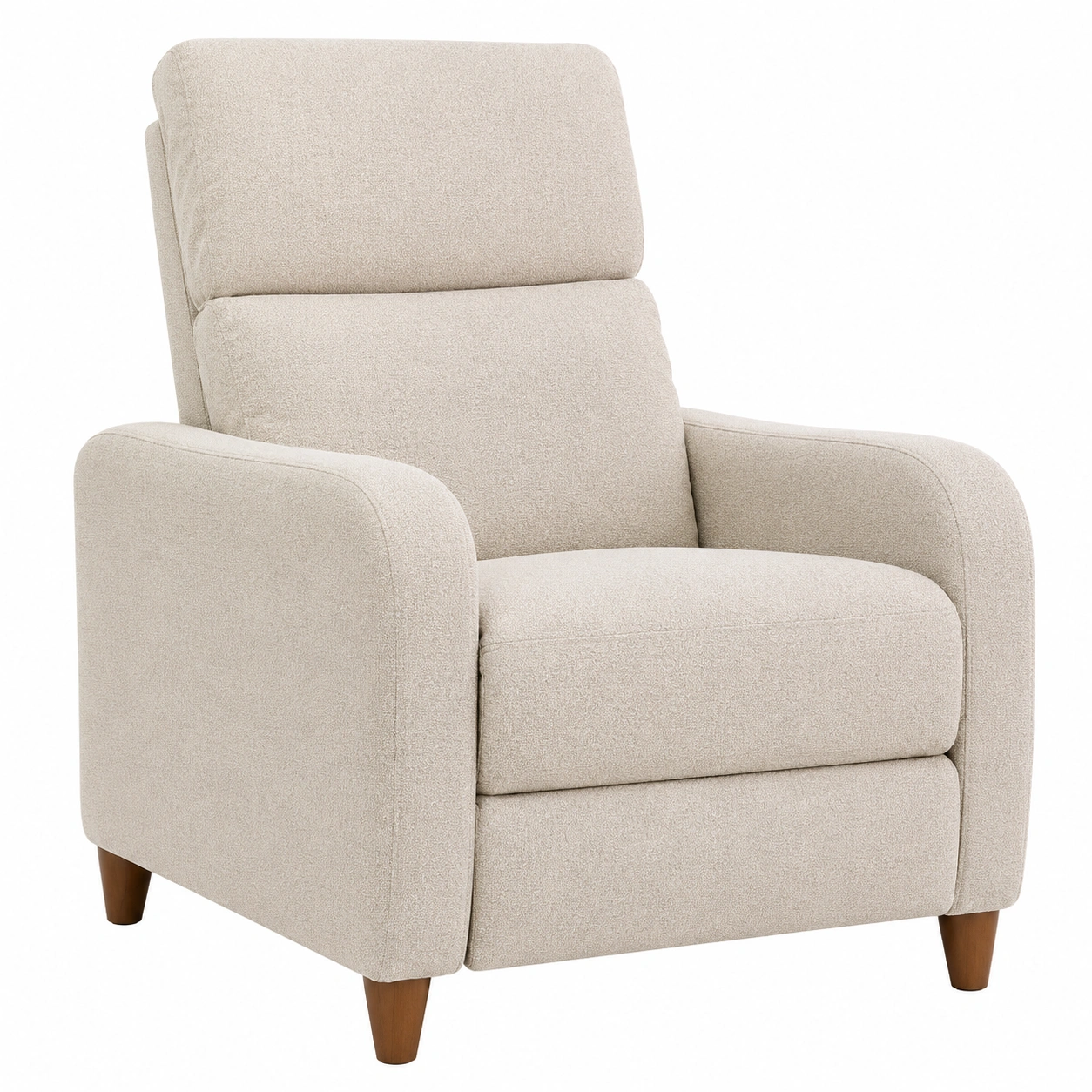 Moderner Relaxsessel mit Stoffbezug und Holzfuessen Cremeweiss B/H/T ca. 67x100x85 cm-livexoia 