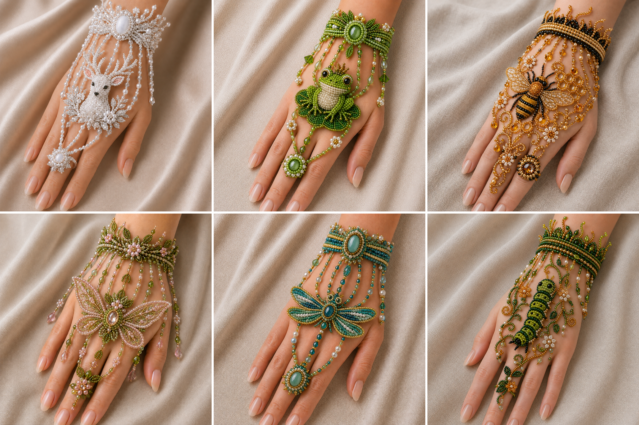 ✨ Magical Worlds DIY Beaded Hand Bracelet Collection – Create Your Own Wearable Art