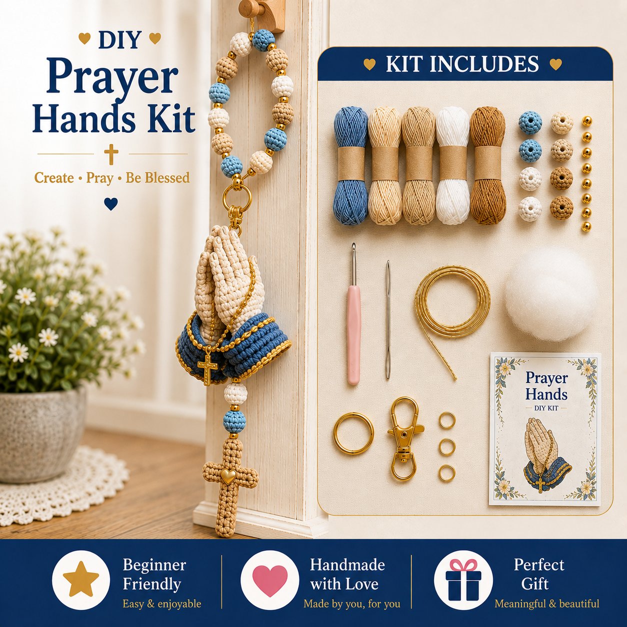 📦Limited Stock🎁Buy 3 Get 1 Free (Add 4 to your cart) ⏳Now 49% OFF |🧶DIY Crochet Kit – Create Your Own Faith-Inspired Decoration