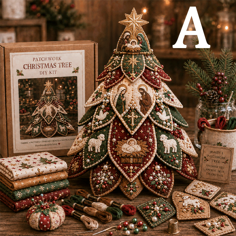 🔥49% Off Last Day -✝️ Religious-Themed Beaded & Quilted Christmas Tree DIY Kit
