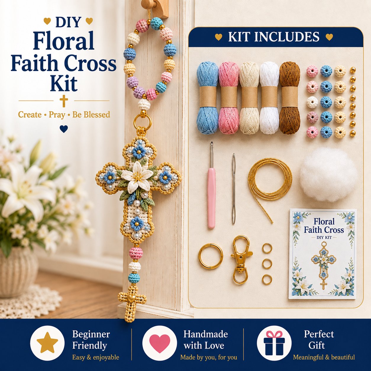 📦Limited Stock🎁Buy 3 Get 1 Free (Add 4 to your cart) ⏳Now 49% OFF |🧶DIY Crochet Kit – Create Your Own Faith-Inspired Decoration
