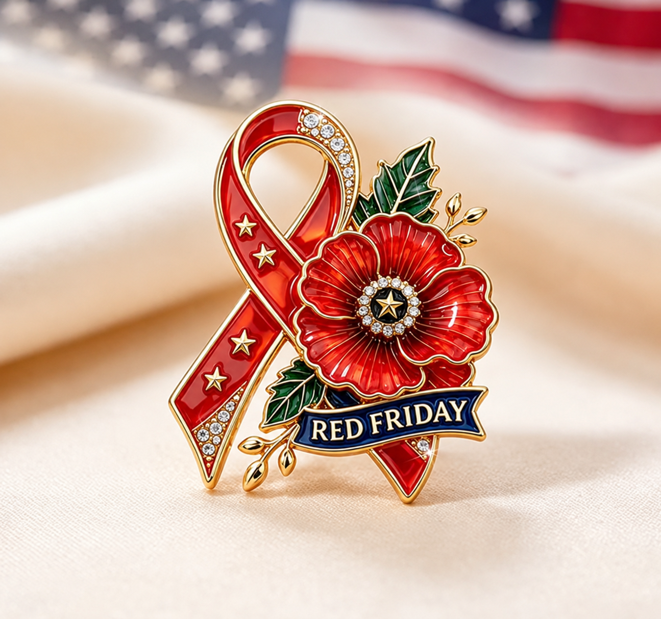 Unisex RED Friday Exquisite Brooch