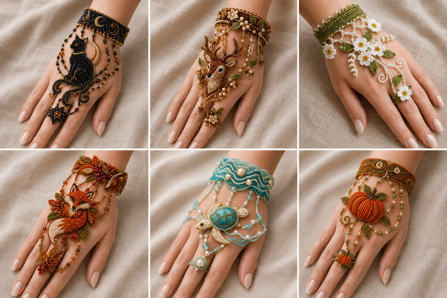 ✨ Magical Worlds DIY Beaded Hand Bracelet Collection – Create Your Own Wearable Art