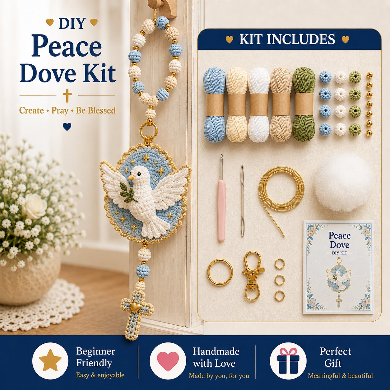 📦Limited Stock🎁Buy 3 Get 1 Free (Add 4 to your cart) ⏳Now 49% OFF |🧶DIY Crochet Kit – Create Your Own Faith-Inspired Decoration