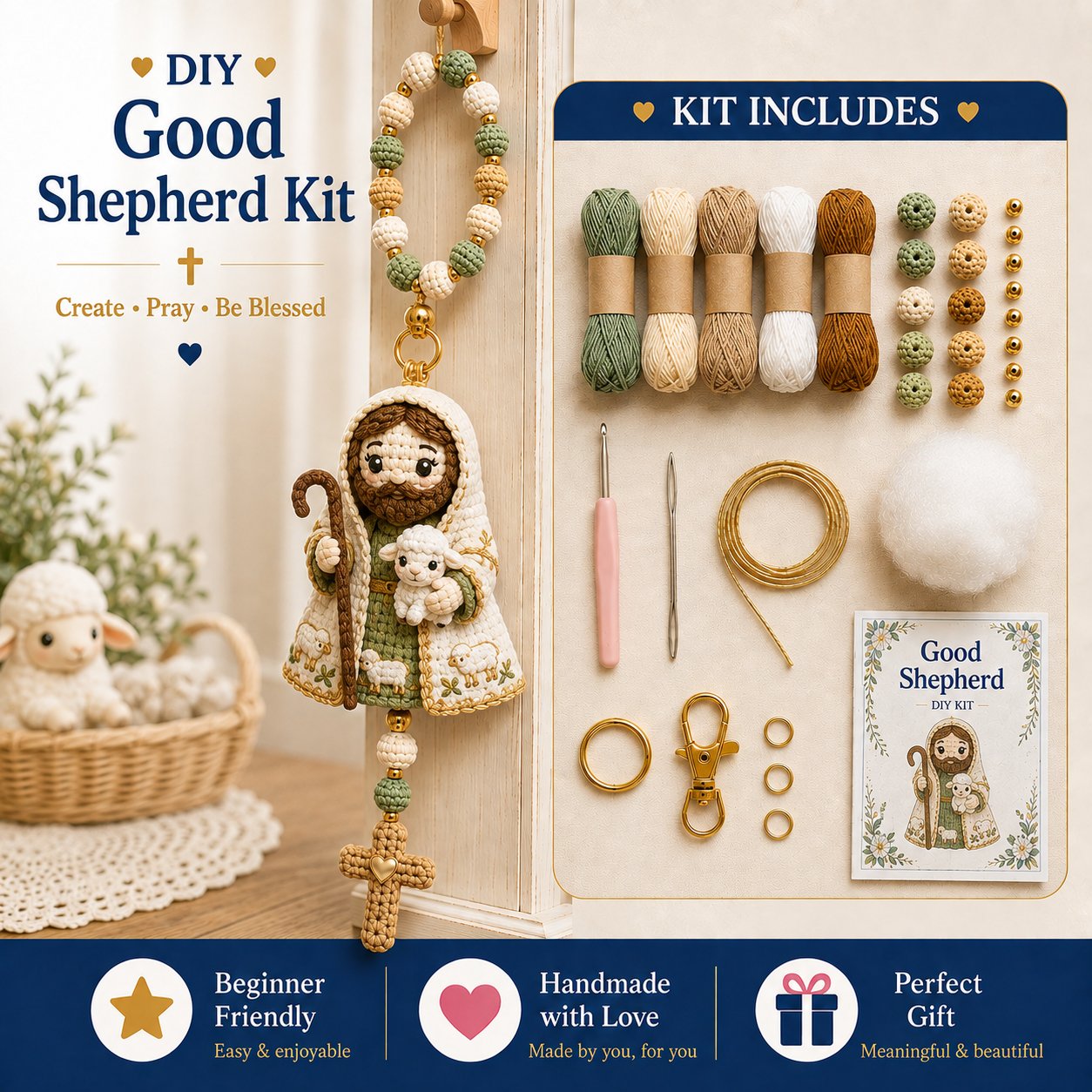 📦Limited Stock🎁Buy 3 Get 1 Free (Add 4 to your cart) ⏳Now 49% OFF |🧶DIY Crochet Kit – Create Your Own Faith-Inspired Decoration