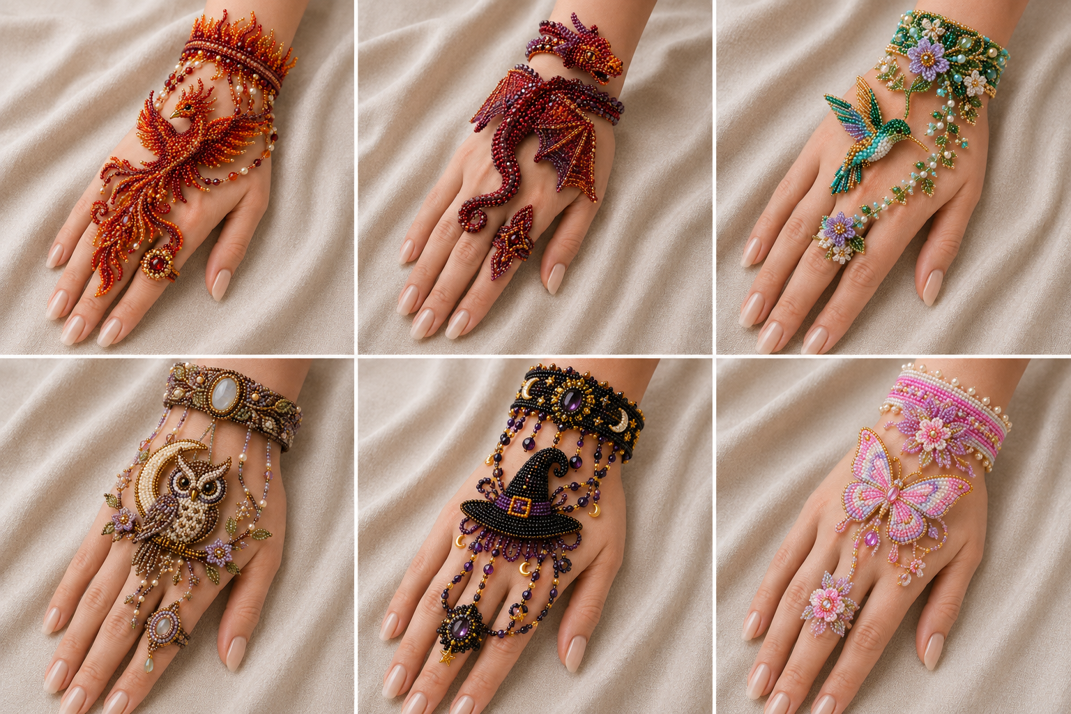 ✨ Magical Worlds DIY Beaded Hand Bracelet Collection – Create Your Own Wearable Art