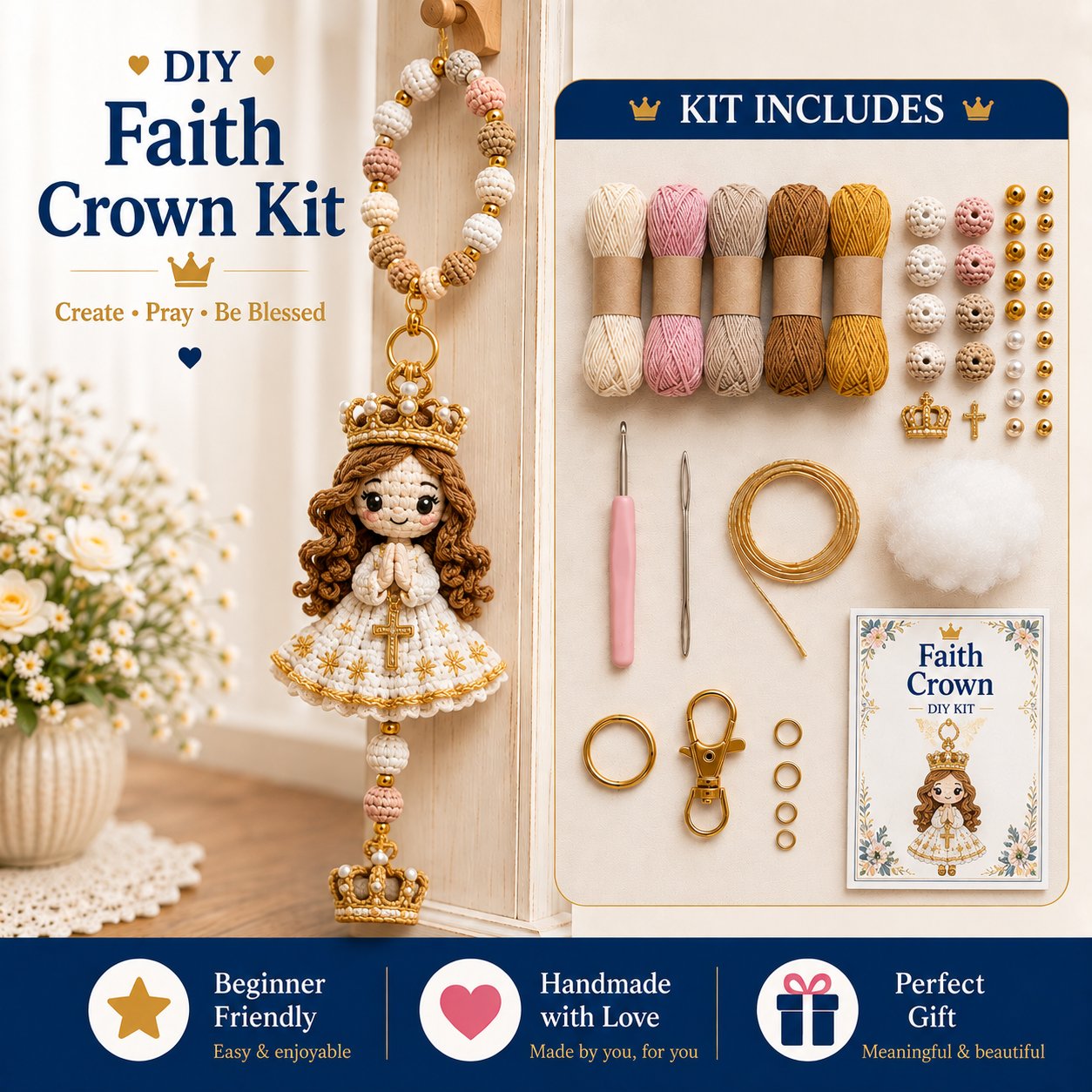 📦Limited Stock🎁Buy 3 Get 1 Free (Add 4 to your cart) ⏳Now 49% OFF |🧶DIY Crochet Kit – Create Your Own Faith-Inspired Decoration