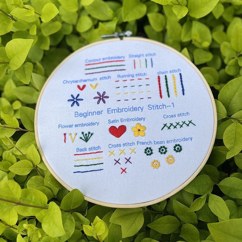 Flower and plant embroidery practice (Basic 3-piece set)--DIY novice teaching material package