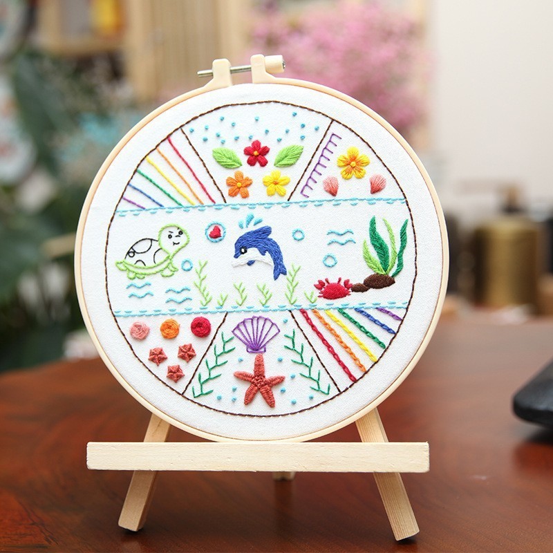 Animal embroidery practice (Basic 3-piece set)--DIY novice teaching material package