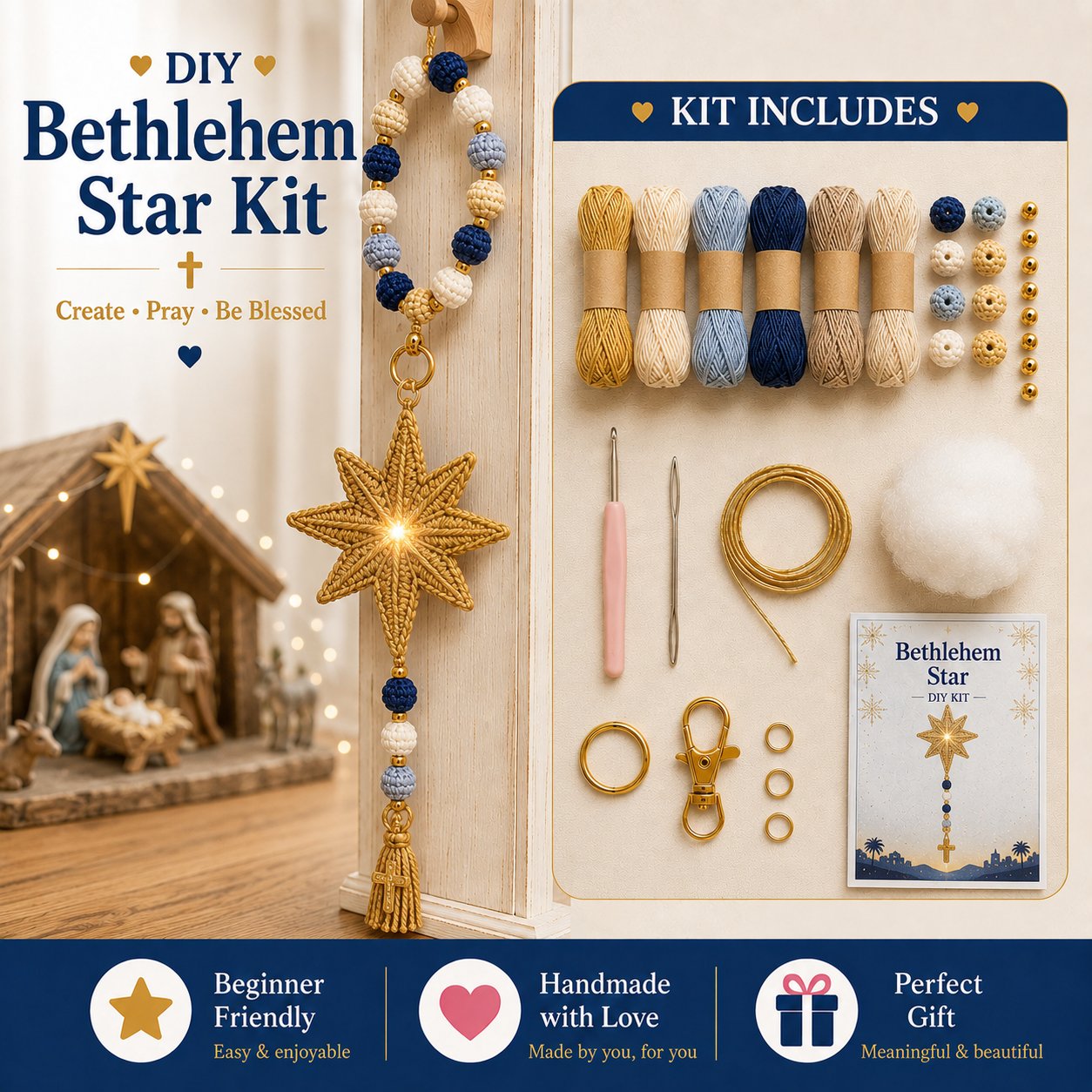 📦Limited Stock🎁Buy 3 Get 1 Free (Add 4 to your cart) ⏳Now 49% OFF |🧶DIY Crochet Kit – Create Your Own Faith-Inspired Decoration