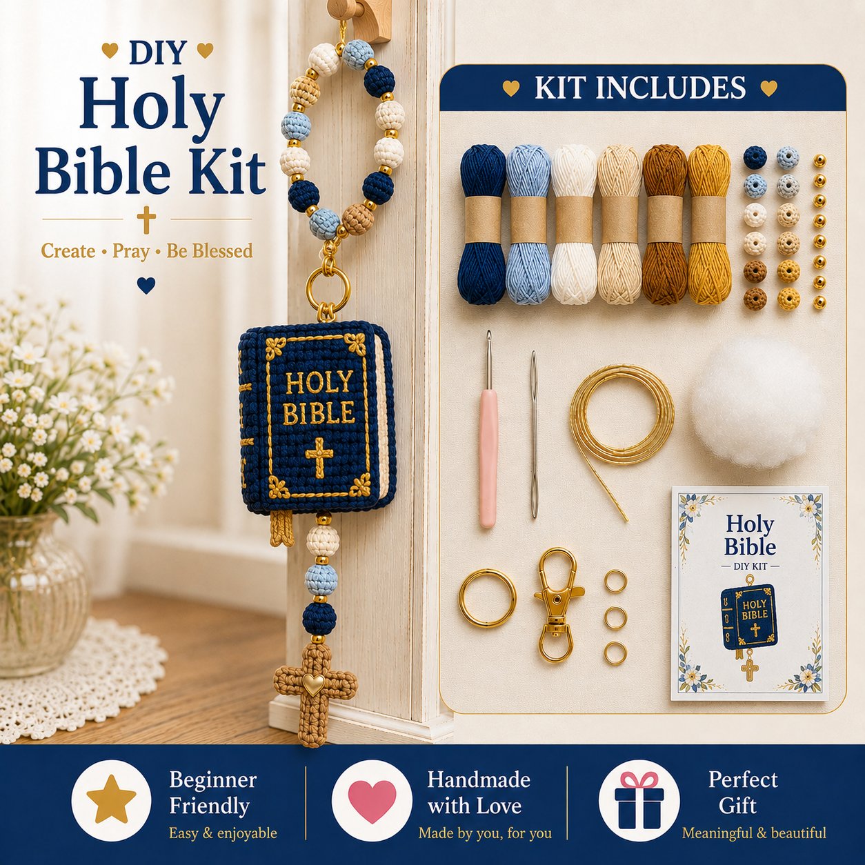 📦Limited Stock🎁Buy 3 Get 1 Free (Add 4 to your cart) ⏳Now 49% OFF |🧶DIY Crochet Kit – Create Your Own Faith-Inspired Decoration