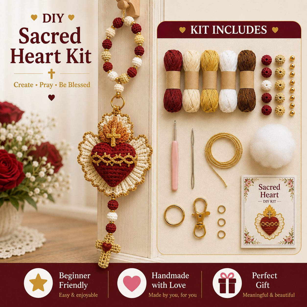 📦Limited Stock🎁Buy 3 Get 1 Free (Add 4 to your cart) ⏳Now 49% OFF |🧶DIY Crochet Kit – Create Your Own Faith-Inspired Decoration