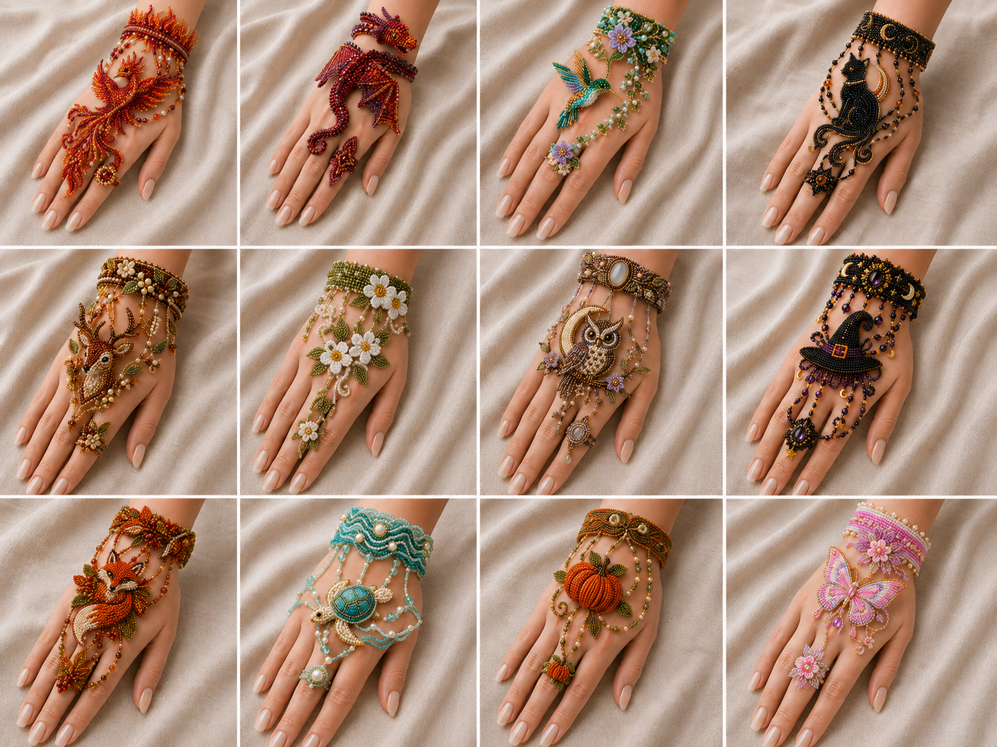 ✨ Magical Worlds DIY Beaded Hand Bracelet Collection – Create Your Own Wearable Art