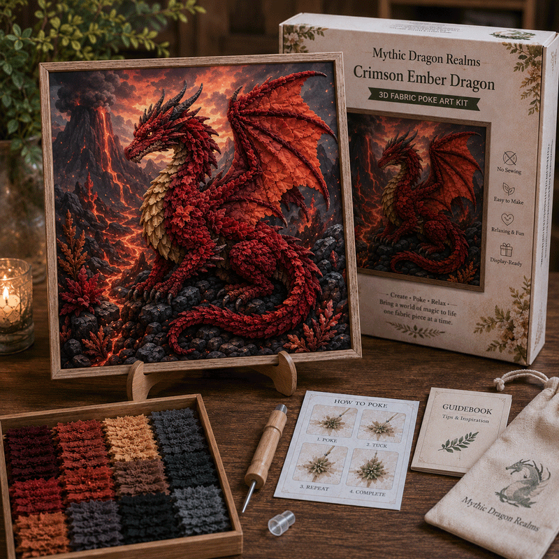 🔥50% Off Last Day🔥🐉 Mythic Dragon Realms 3D Fabric Poke Art Kit