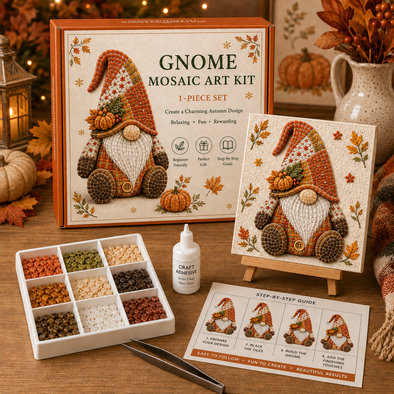 🧩 Gnome Mosaic Art Kit – Create Your Own Charming Handmade Masterpiece