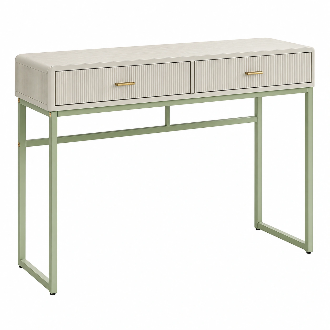 Consola moderna con cajones Verde salvia y beige- warmiro