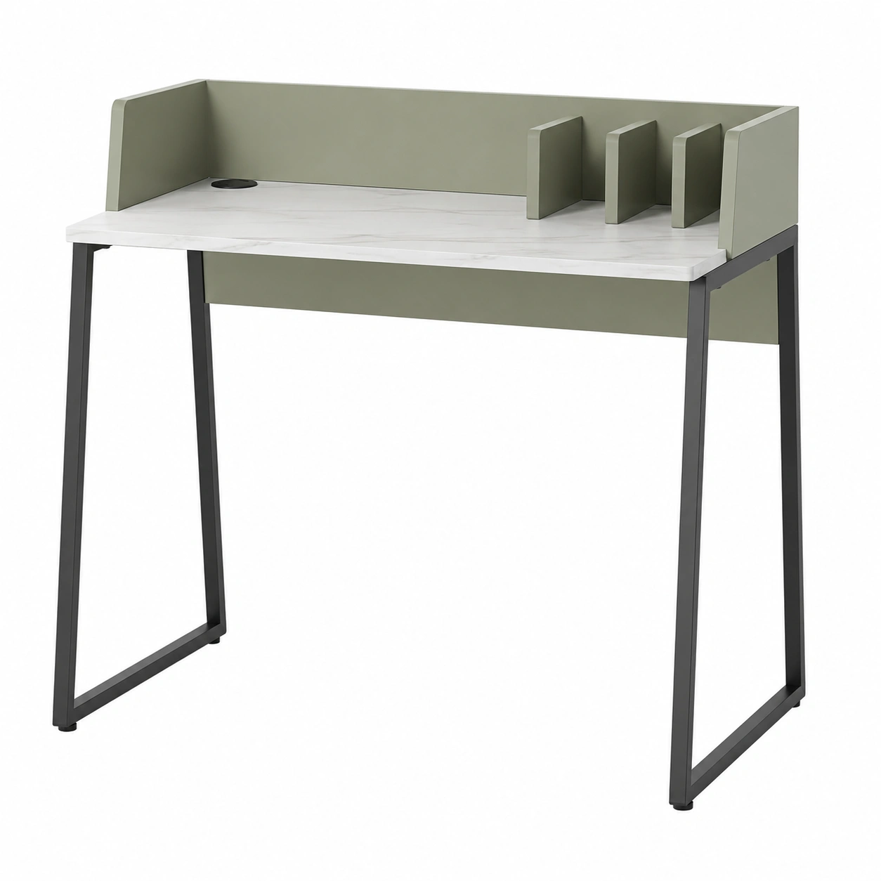 Mesa de escritorio moderna con organizador superior y estructura metalica- warmiro