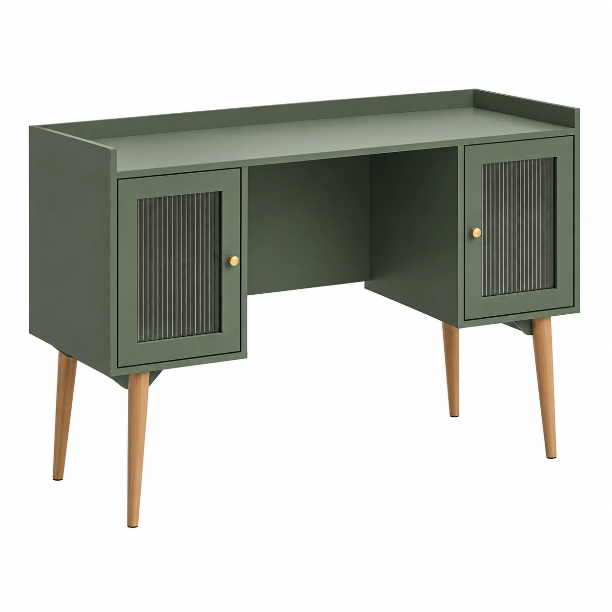 Mesa de escritorio nordica con armarios laterales y acabado verde oliva- warmiro