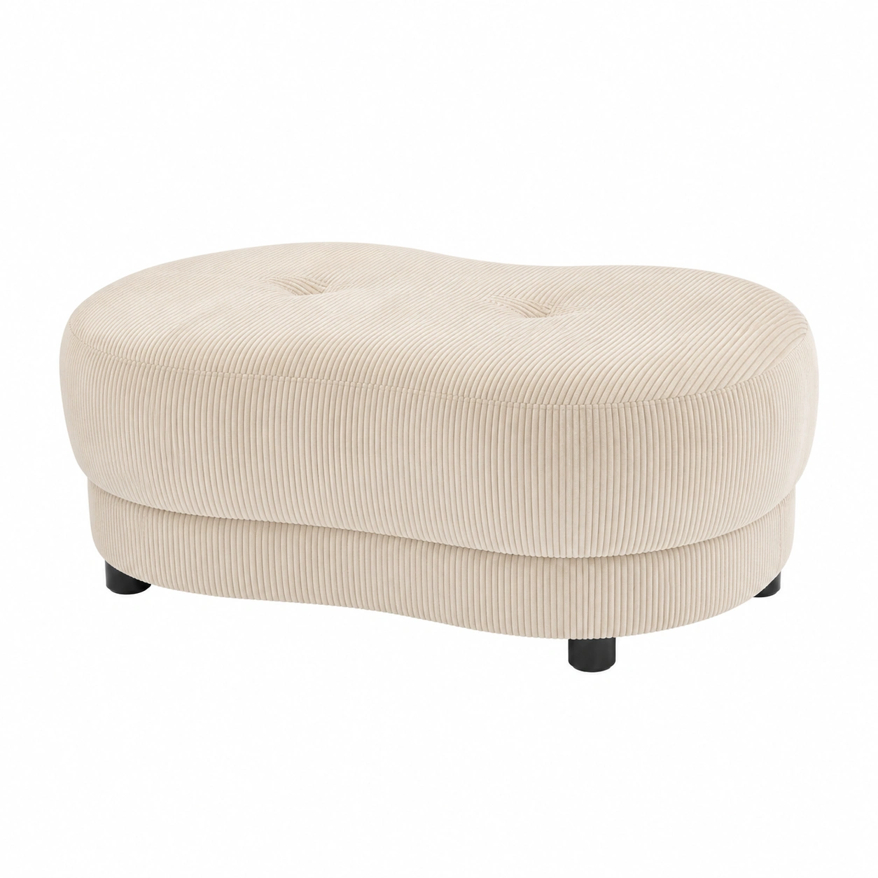 Moderner Polsterhocker Creme Stoff Wellenform Design Niedrig Sitzbank-furnazio 