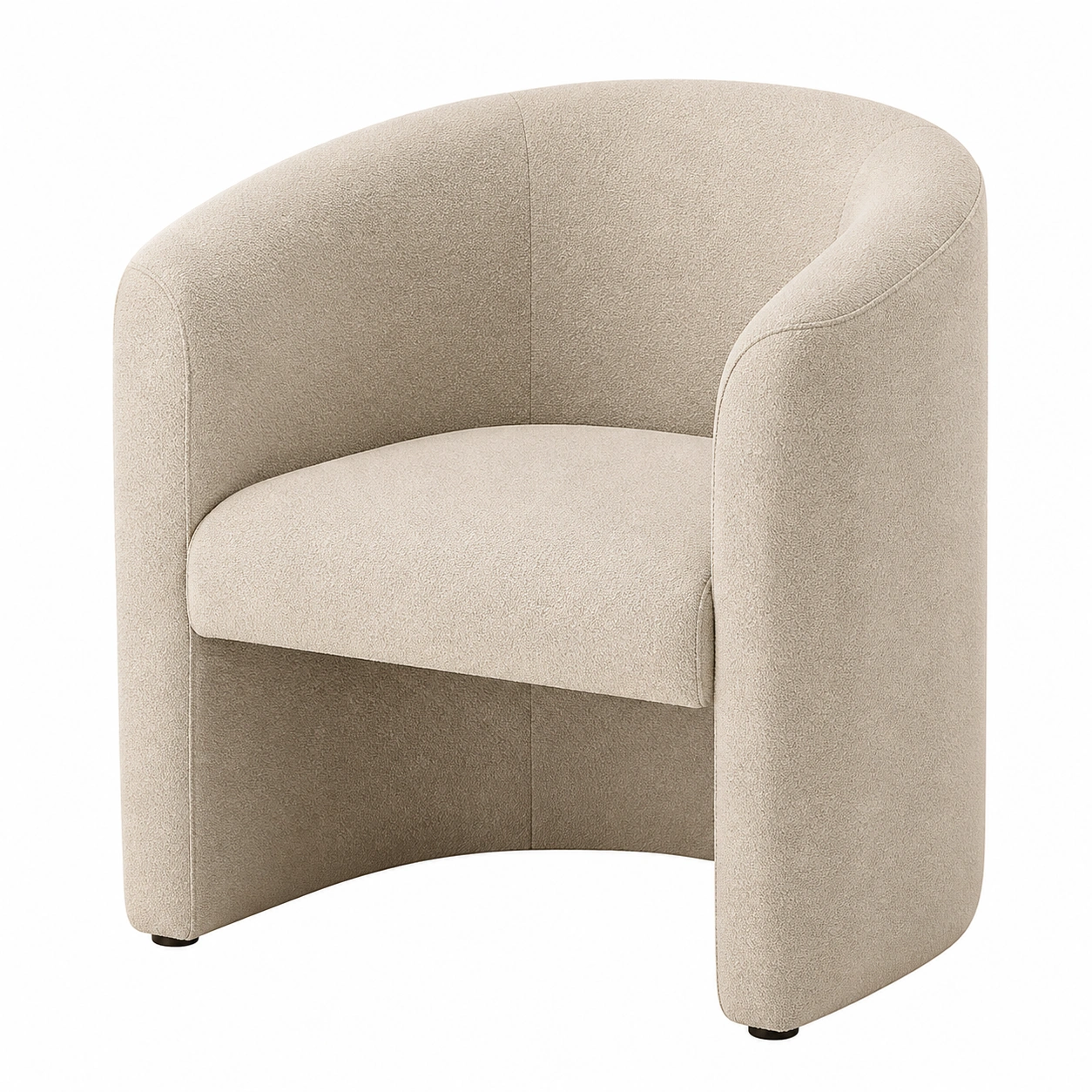 Moderner Polstersessel Beige Boucle Stoff Rundform Komfortsessel Wohnzimmer-furnazio 