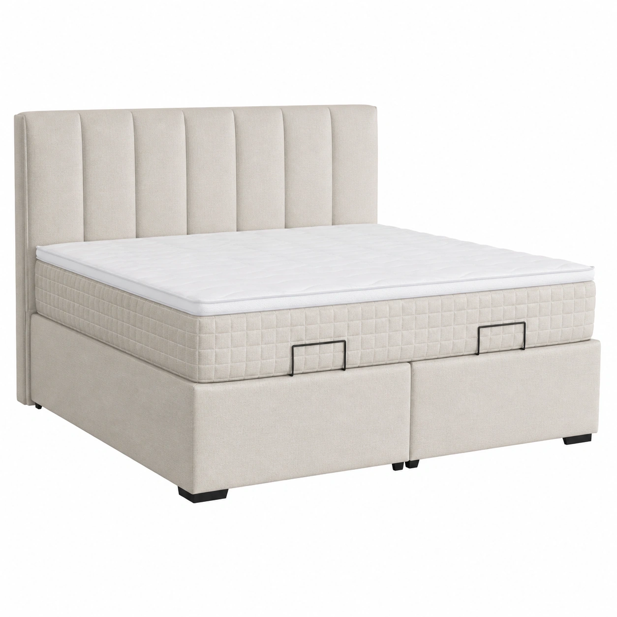 Boxbett 180x200 cm Polsterbett mit gepolstertem Kopfteil Stoff Dunkelbraun Modern-furnazio 