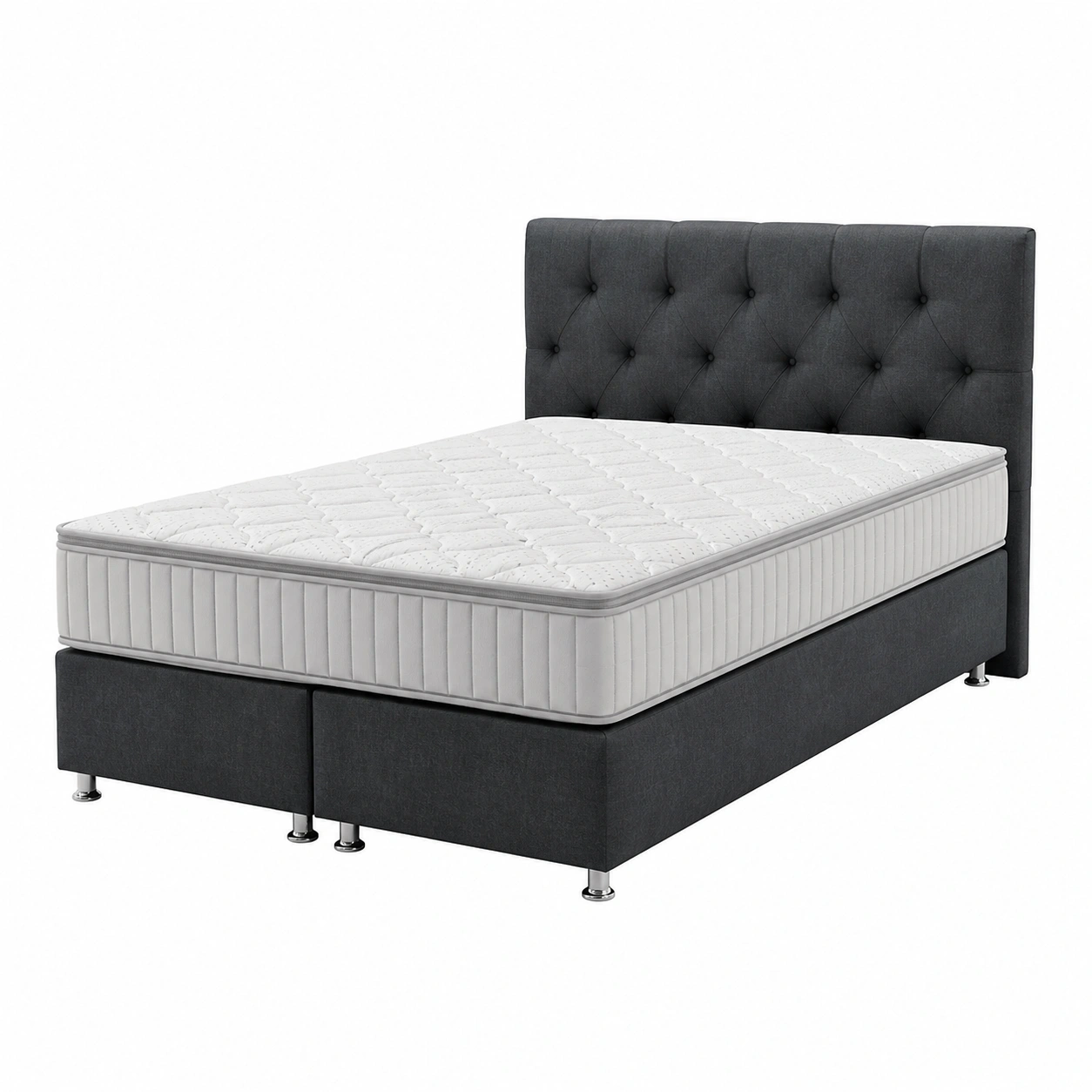 Polsterbett 140x200 cm Stoffbett mit Gepolstertem Kopfteil Modernes Design Creme-furnazio 