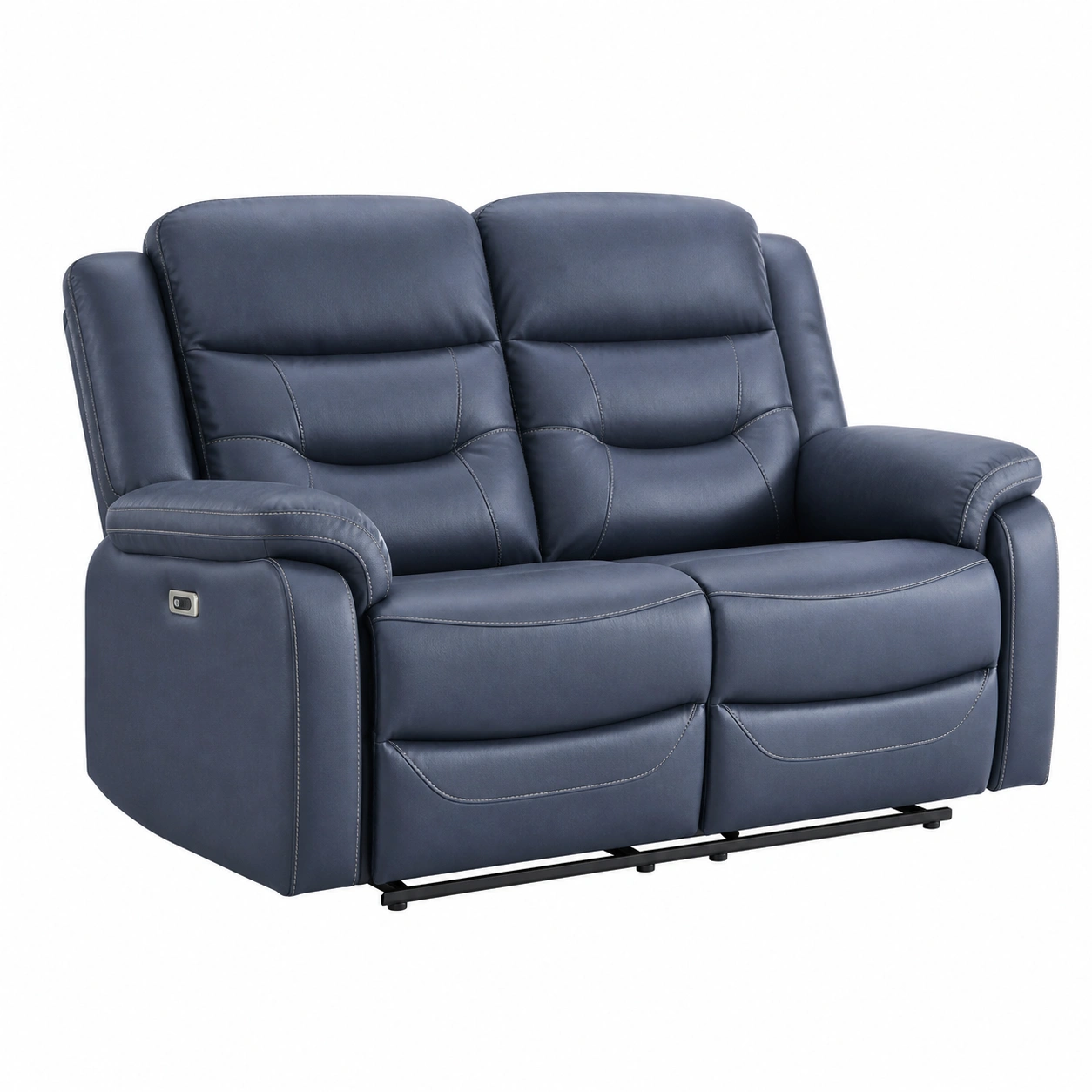 Modernes 2-Sitzer Relaxsofa Blau Lederoptik mit elektrischer Funktion B/H/T ca. 151x103x95 cm-furnazio 
