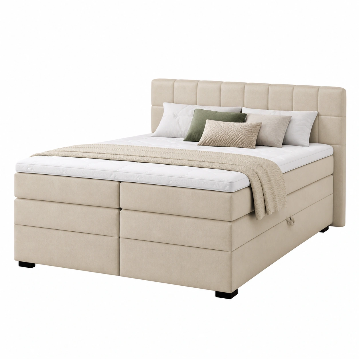Boxspringbett 180x200 cm Gepolstertes Komfortbett mit Hohem Kopfteil Modernes Doppelbett-furnazio 