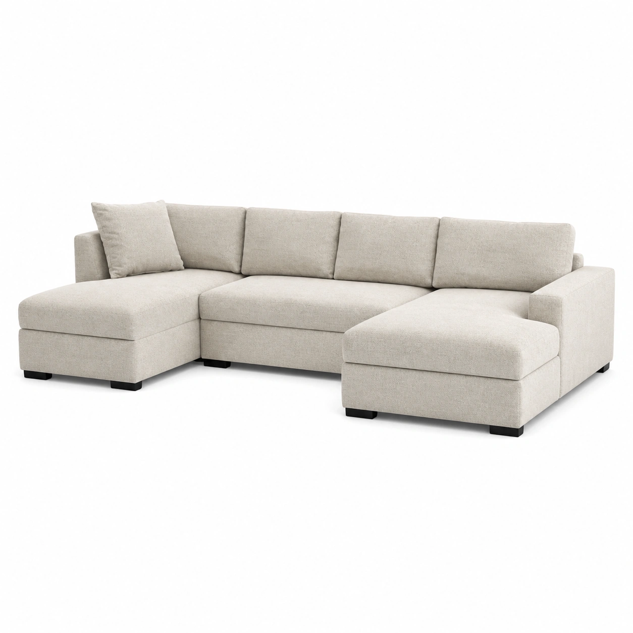 Wohnlandschaft U Form Sofa mit Ottomane Microfaser Hellgrau B/H/T ca 312x90x169 cm-furnazio 