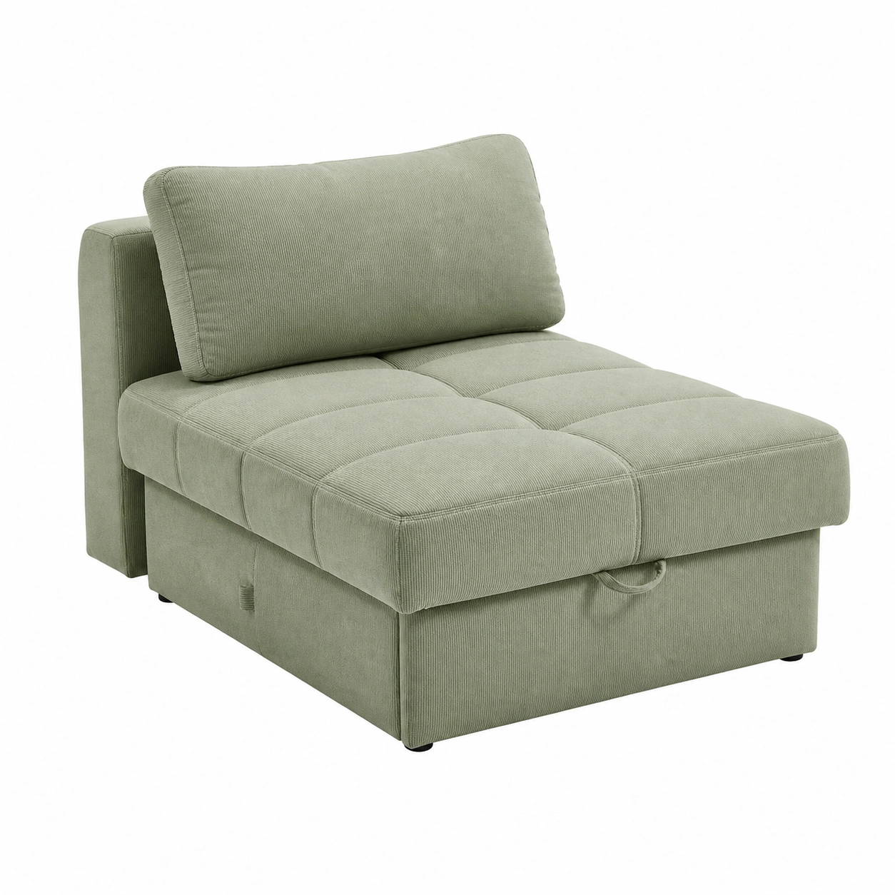 Recamiere Schlafmodul mit Bettkasten Cordstoff Olivgruen Modern Grossflaechig-furnazio 