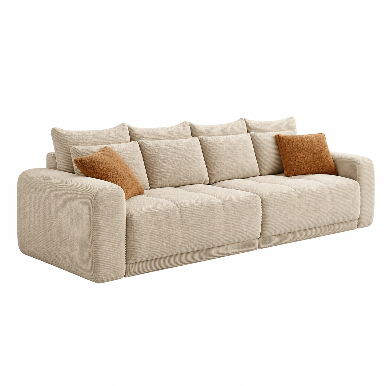 Luxus Wohnlandschaft XXL Creme Boucle Sofa Modern Tiefsitzer Couch mit Komfortkissen-furnazio 
