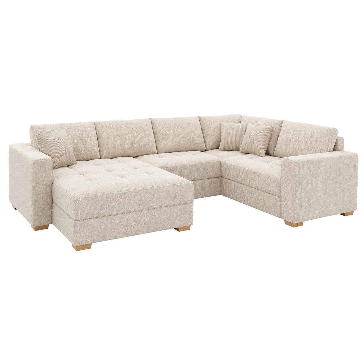 Wohnlandschaft U Form Stoff Boucle Modern Gross XXL-furnazio 