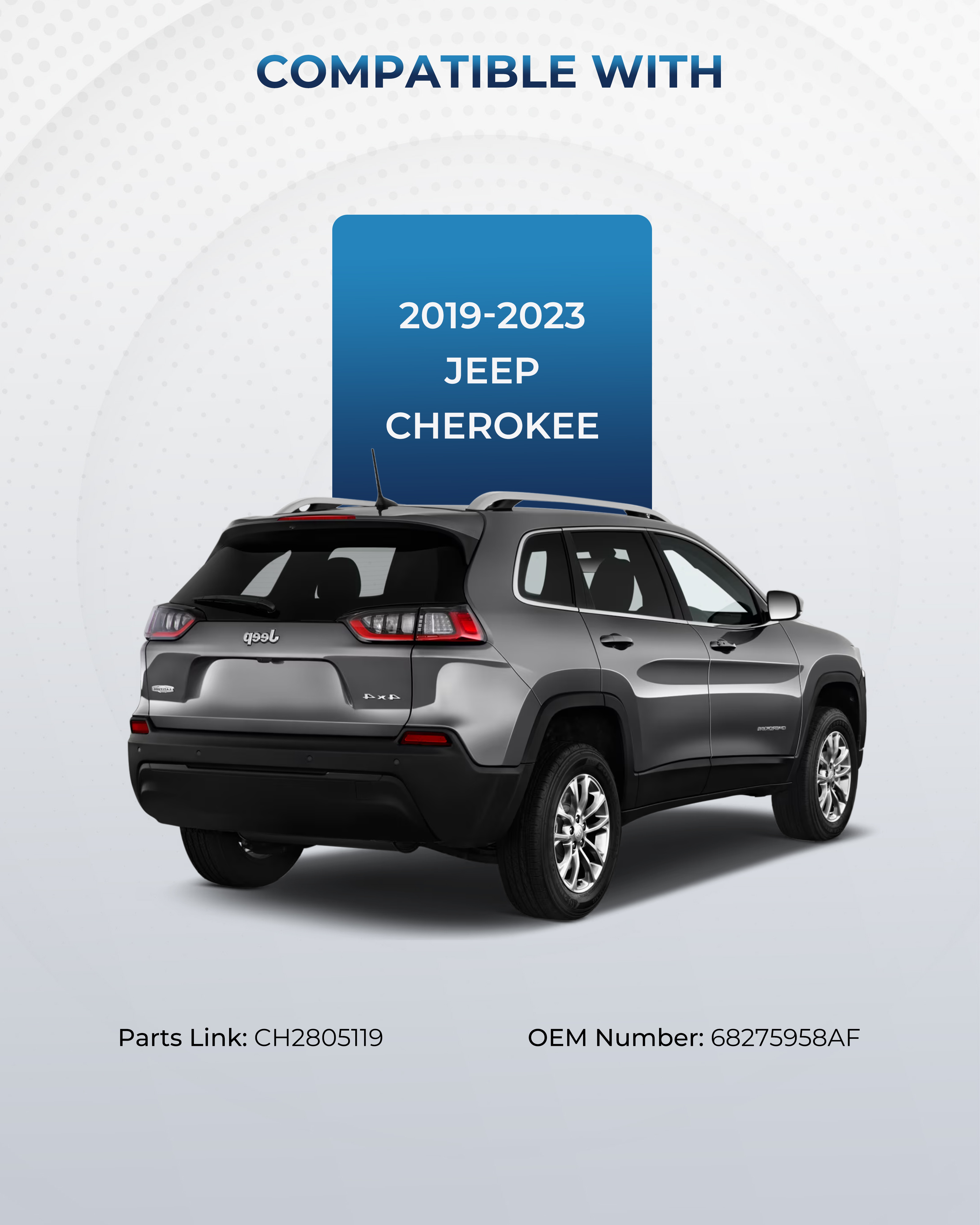 Tail Lights Compatible with 2019 2020 2021 2022 2023 Jeep Cherokee Outer Taillights Right Passenger Side, OEM: CH2805119 68275958AF