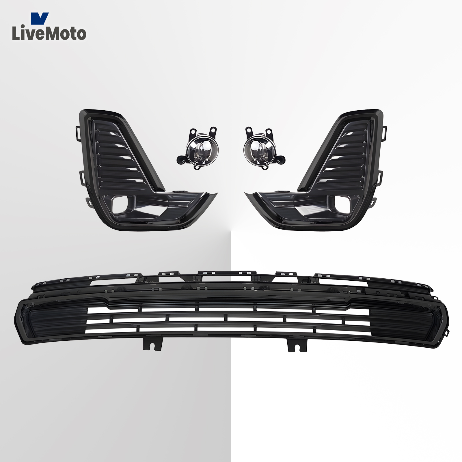 Front Bumper Grille Assembly Compatible with 2020-2024 GMC Acadia Black Grille Trim Replacement