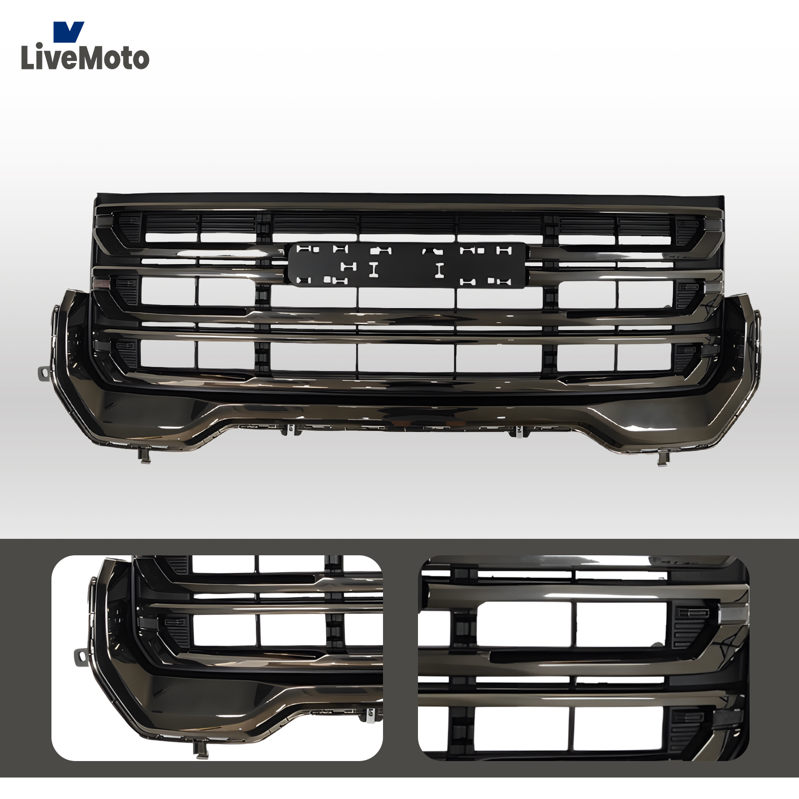 Front Bumper Grille Assembly Compatible with 2020-2024 GMC Acadia Black Grille Trim Replacement