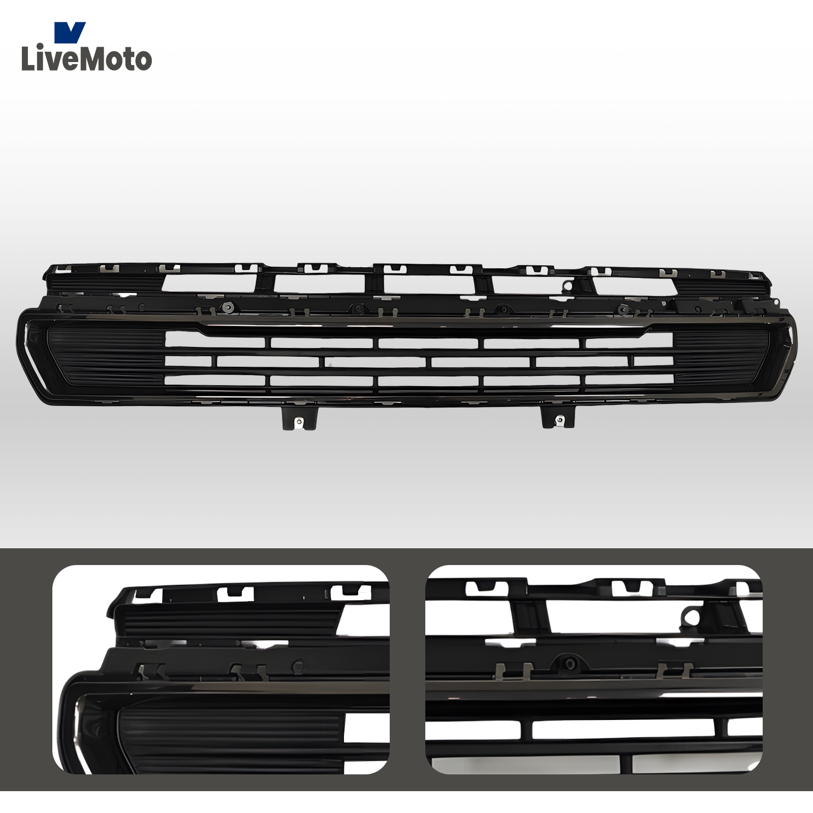 Front Bumper Grille Assembly Compatible with 2020-2024 GMC Acadia Black Grille Trim Replacement