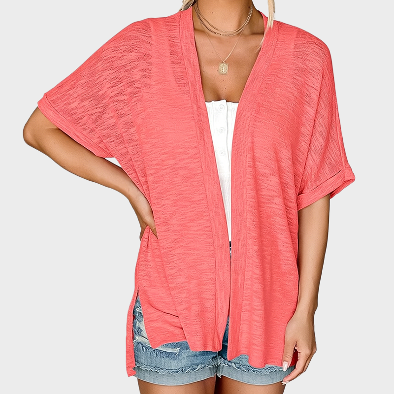 Short-sleeved casual solid coat