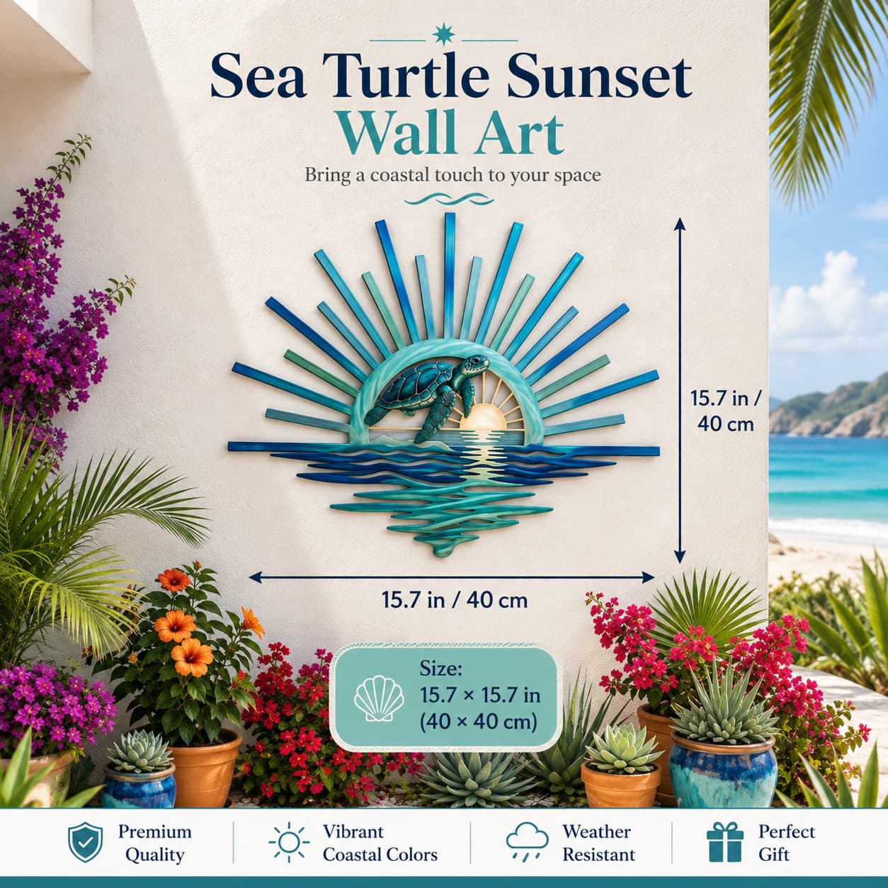 ⏳ Last Day 49% OFF – 🌊 Coastal Sunrise Metal Wall Art🐚